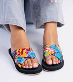 TIE- DYE LIGHT WEIGHT  CROSS OPEN TOE WOMEN SANDALS