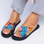 TIE- DYE LIGHT WEIGHT  CROSS OPEN TOE WOMEN SANDALS