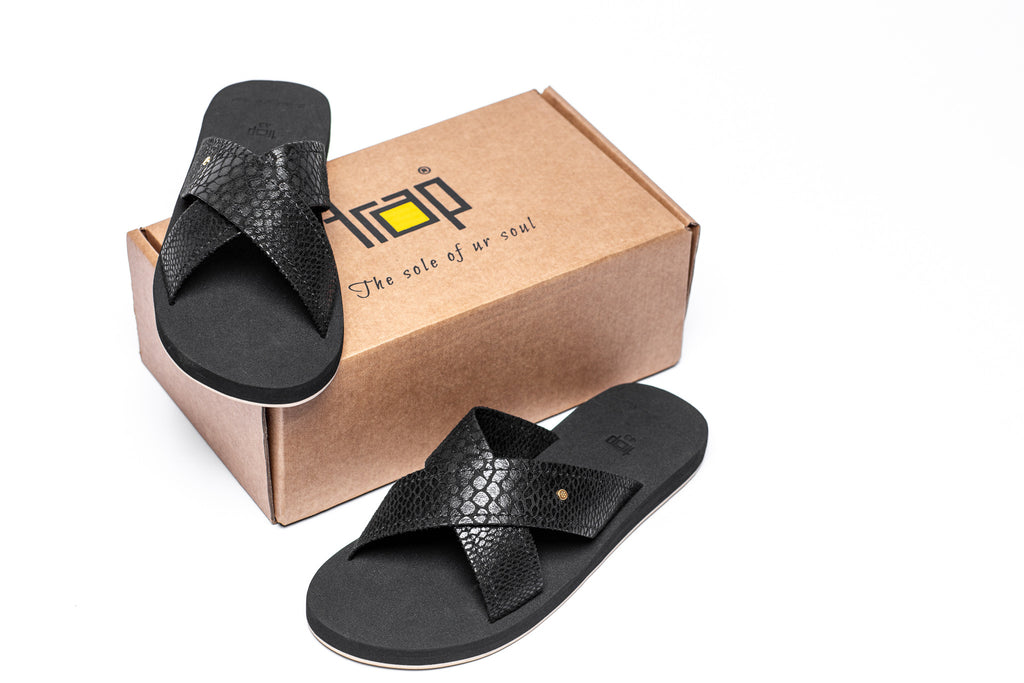 BLACK MEN's DRESSY COMFORTABLE CROSS STRAP  SANDAL