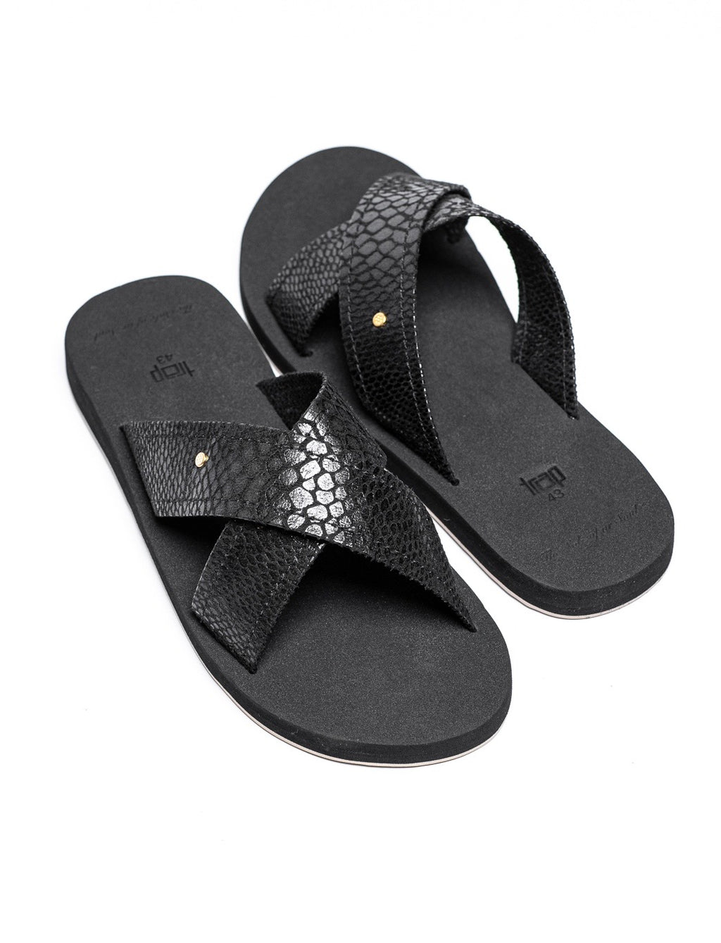 BLACK MEN's DRESSY COMFORTABLE CROSS STRAP  SANDAL