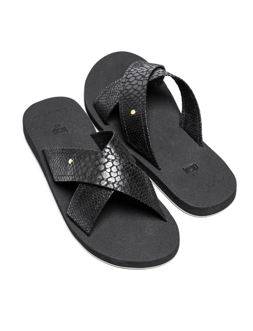 BLACK MEN's DRESSY COMFORTABLE CROSS STRAP  SANDAL