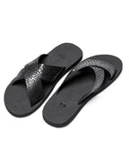 BLACK MEN's DRESSY COMFORTABLE CROSS STRAP  SANDAL