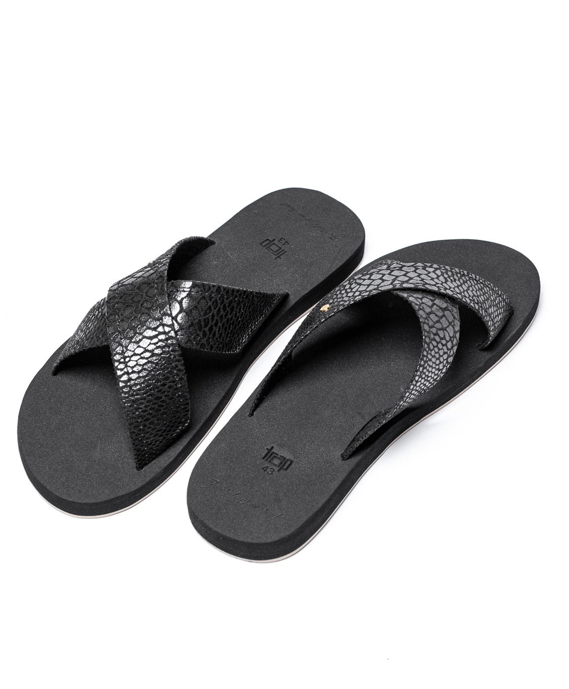 BLACK MEN's DRESSY COMFORTABLE CROSS STRAP  SANDAL