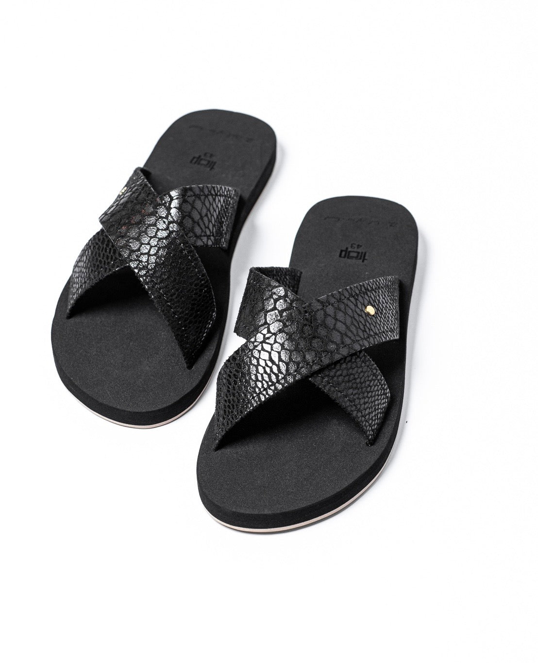 BLACK MEN's DRESSY COMFORTABLE CROSS STRAP  SANDAL