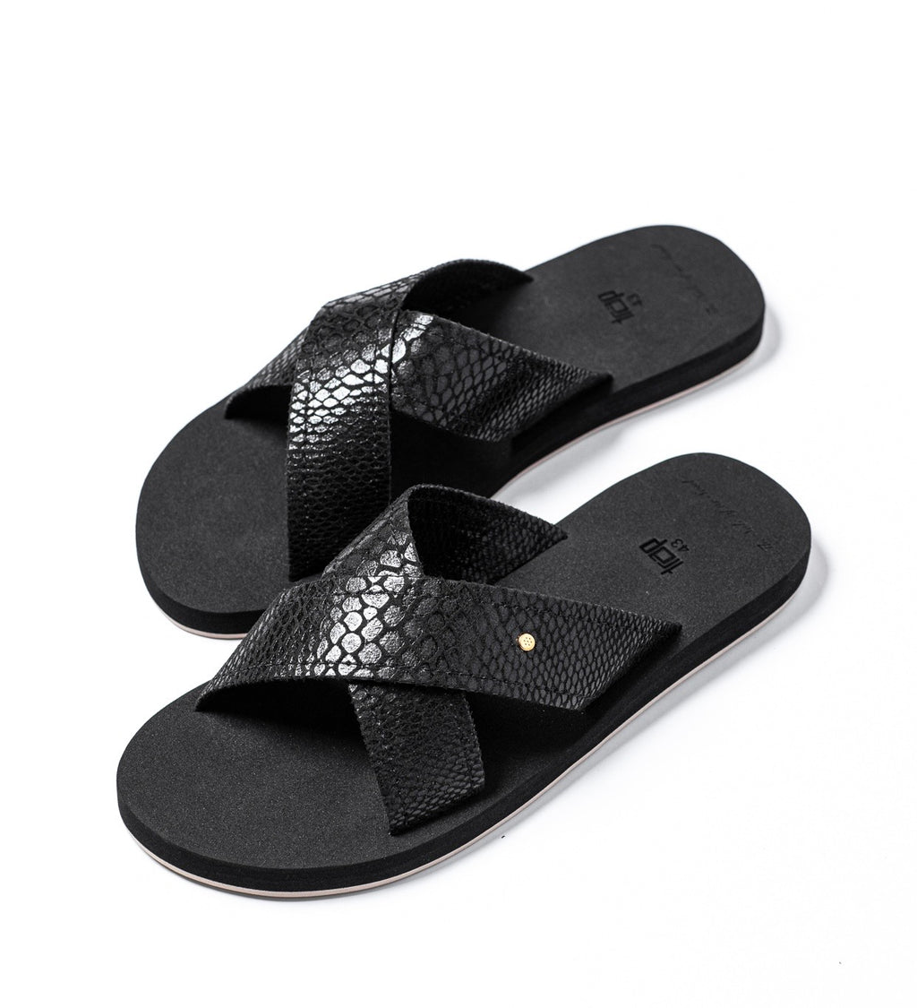 BLACK MEN's DRESSY COMFORTABLE CROSS STRAP  SANDAL