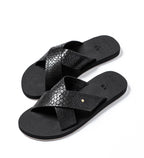 BLACK MEN's DRESSY COMFORTABLE CROSS STRAP  SANDAL
