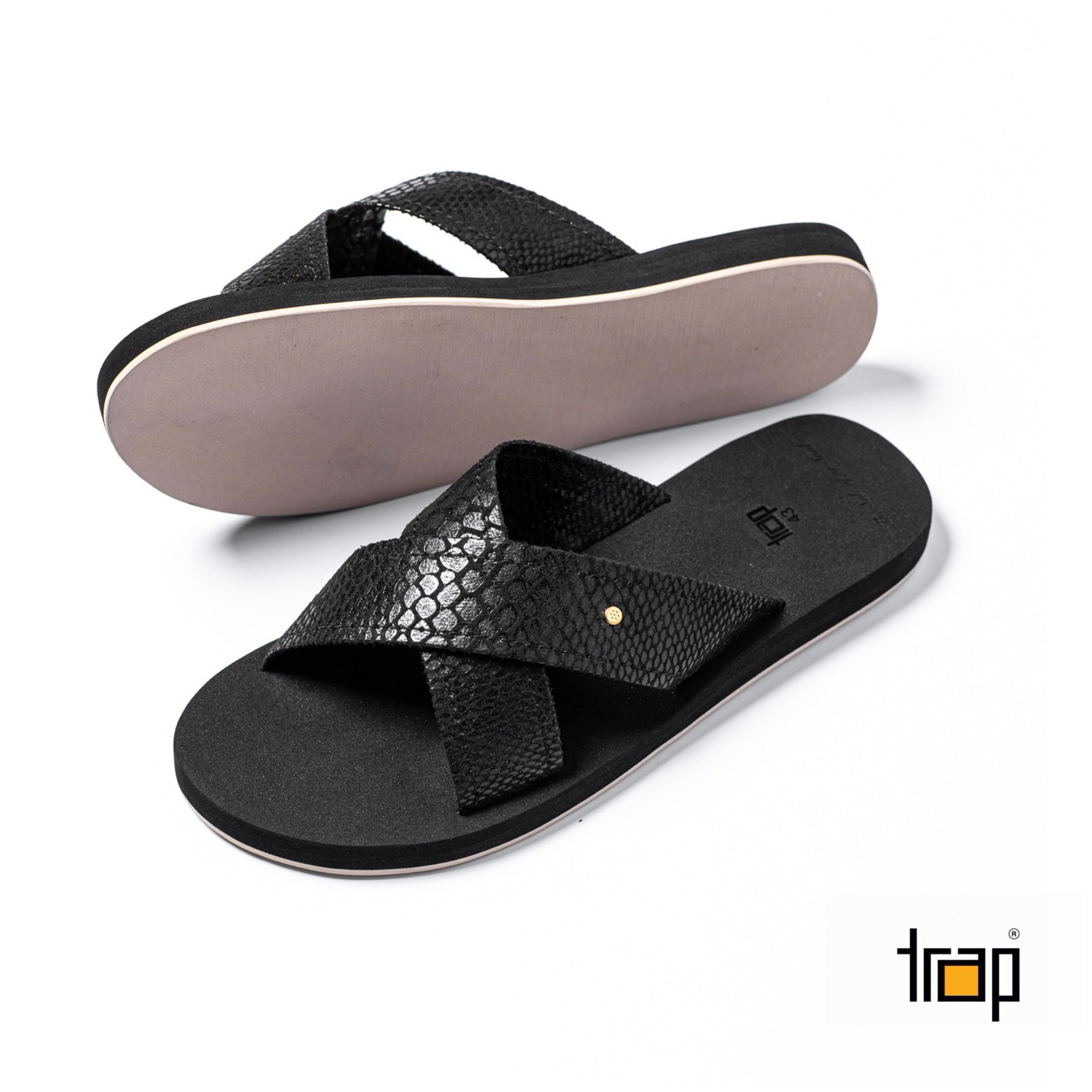 BLACK MEN's DRESSY COMFORTABLE CROSS STRAP  SANDAL