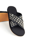 BLACK OFF WHITE  PATTERN JUTE COMFORTABLE CRISSCROSS SANDALS FOR MEN