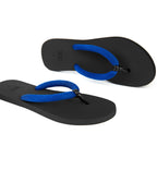 CHALE BLUE/BLACK OPEN TOE MESH/LEATHER THONG WOMEN FLIP FLOP SANDALS