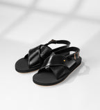 MEN BUCKEL BLACK ADJUSTABLE STRAP  SANDALS