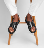 MEN BUCKEL BLACK ADJUSTABLE STRAP  SANDALS