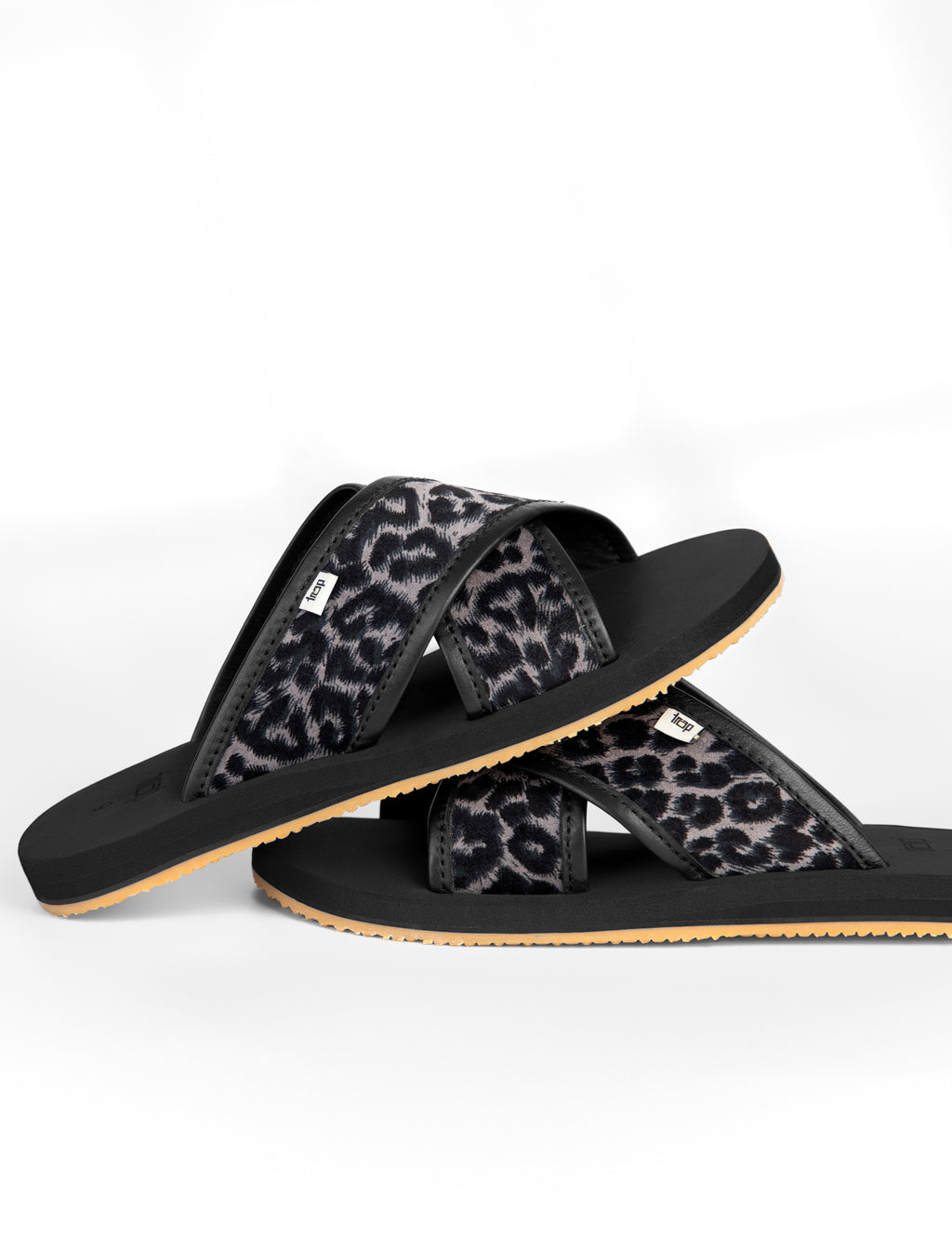LEOPARD SKIN DOTTED PATTERN CRISSCROSS SANDALS  FOR MEN