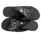 LEOPARD SKIN DOTTED PATTERN CRISSCROSS SANDALS  FOR MEN