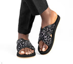 LEOPARD SKIN DOTTED PATTERN CRISSCROSS SANDALS  FOR MEN